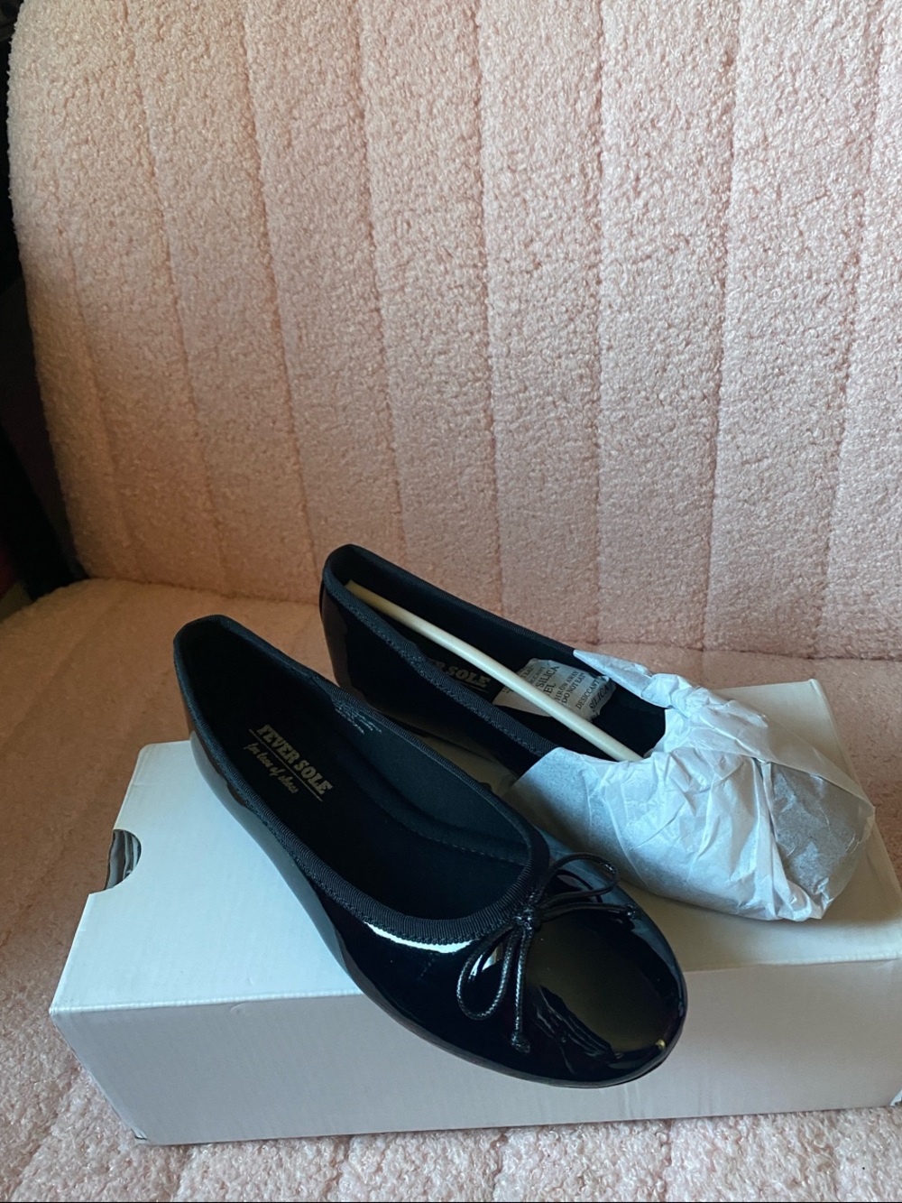 Black Ballet Flats with Bow by Fever Sole